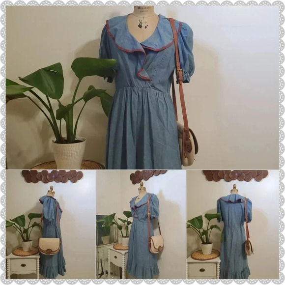 Dooney & Bourke | Vintage Cream Tan Leather Distressed Organizer Crossbody Bag - Picture 2 of 8